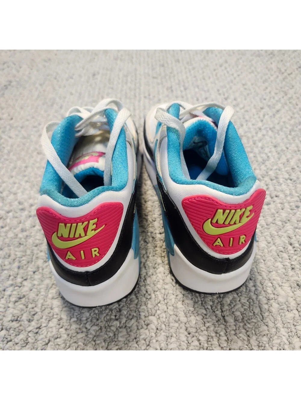 Nike Air Max 90 White Blue Pink Sneakers Size 6.5Y